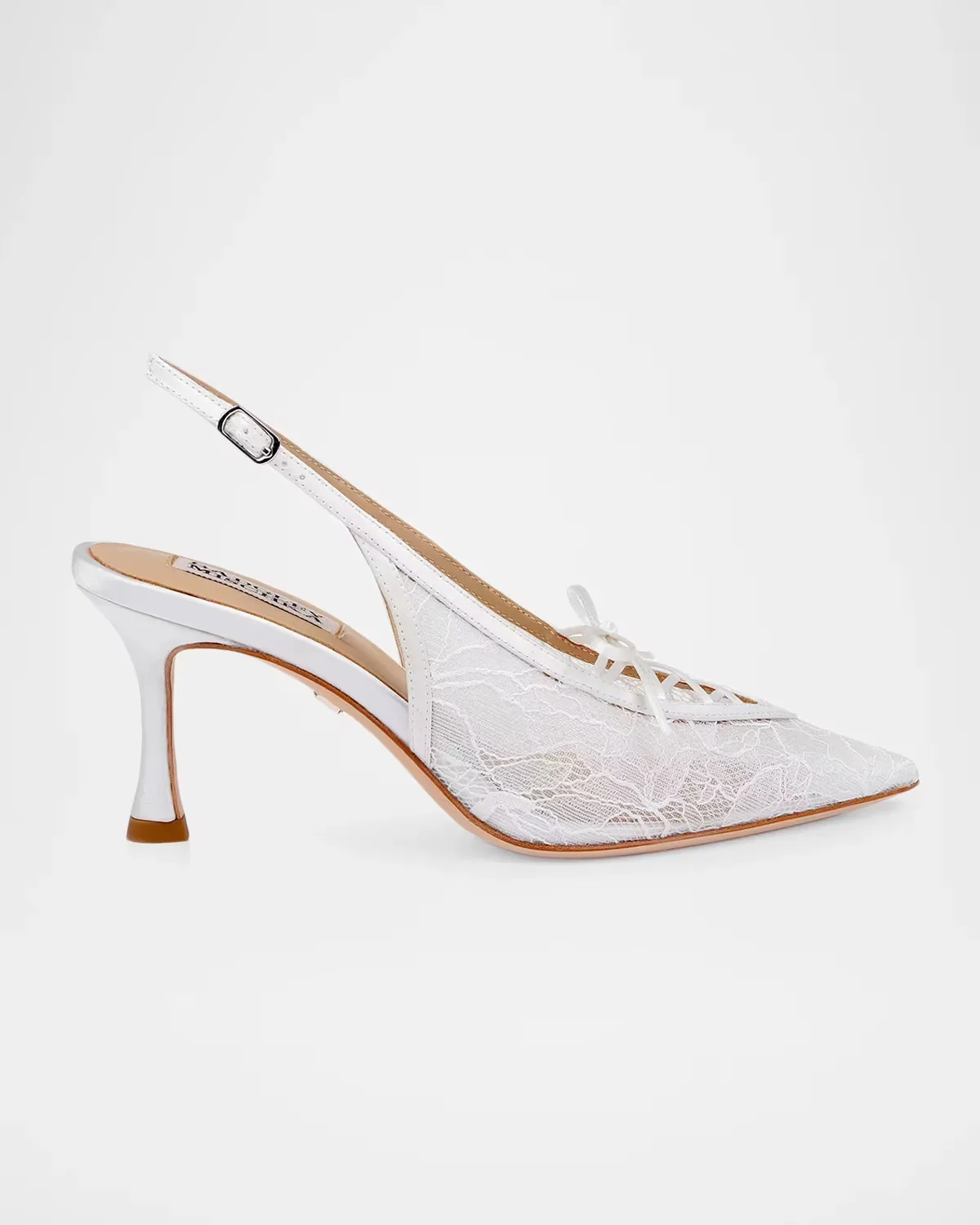 Raine 75MM Bow-Detail Lace Slingback Pumps by Badgley Mischka