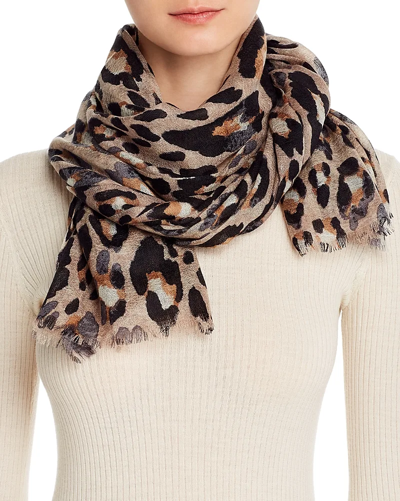 Leopard Print Wool Scarf by Fraas