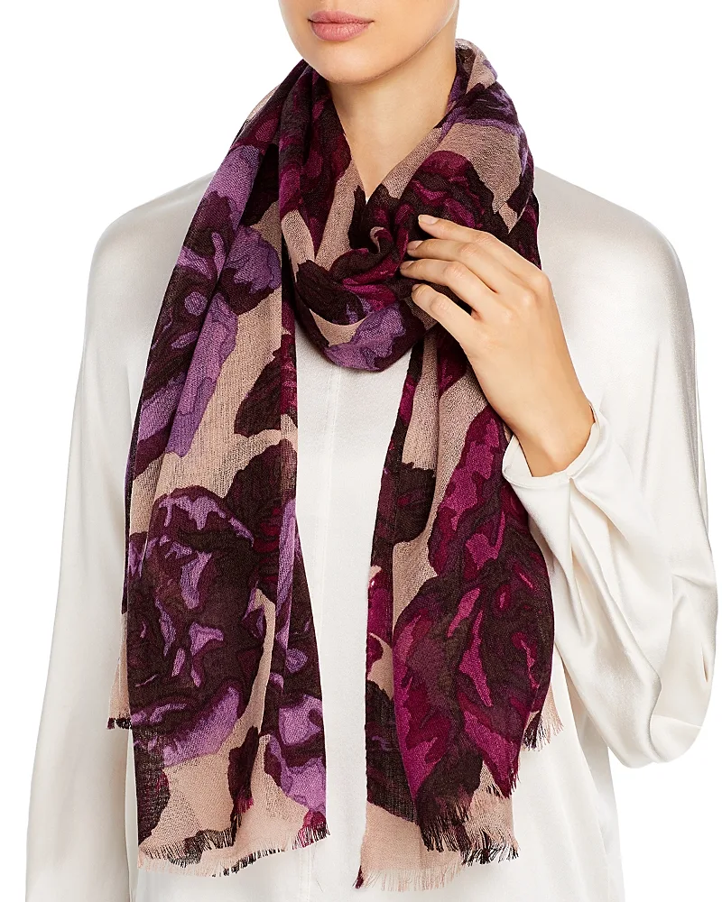 Floral Print Wool Scarf by Fraas