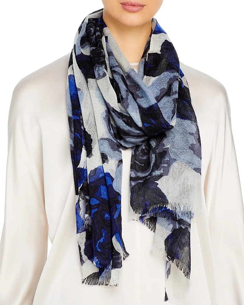 Floral Print Wool Scarf by Fraas