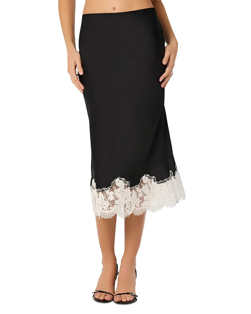 Shantel Lace Trim Satin Skirt
