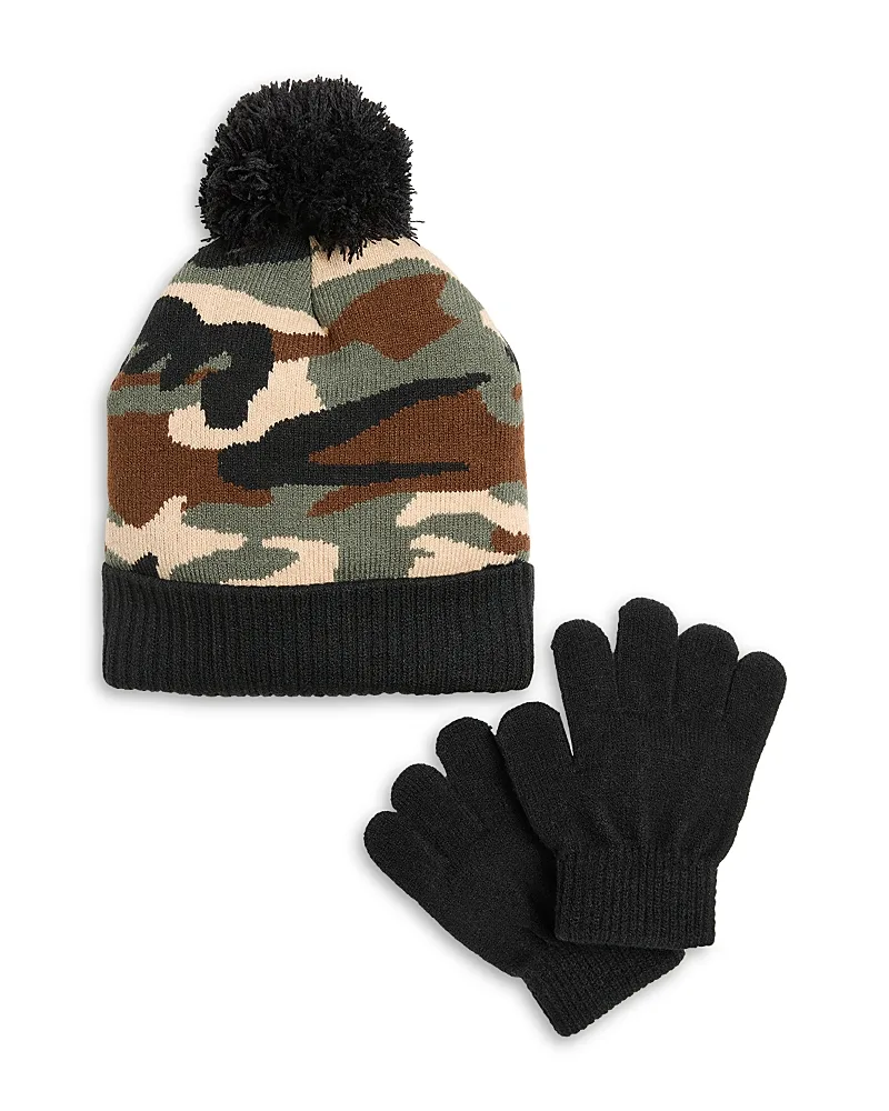 Camo Jacquard Knit Hat & Magic Gloves Set by Capelli