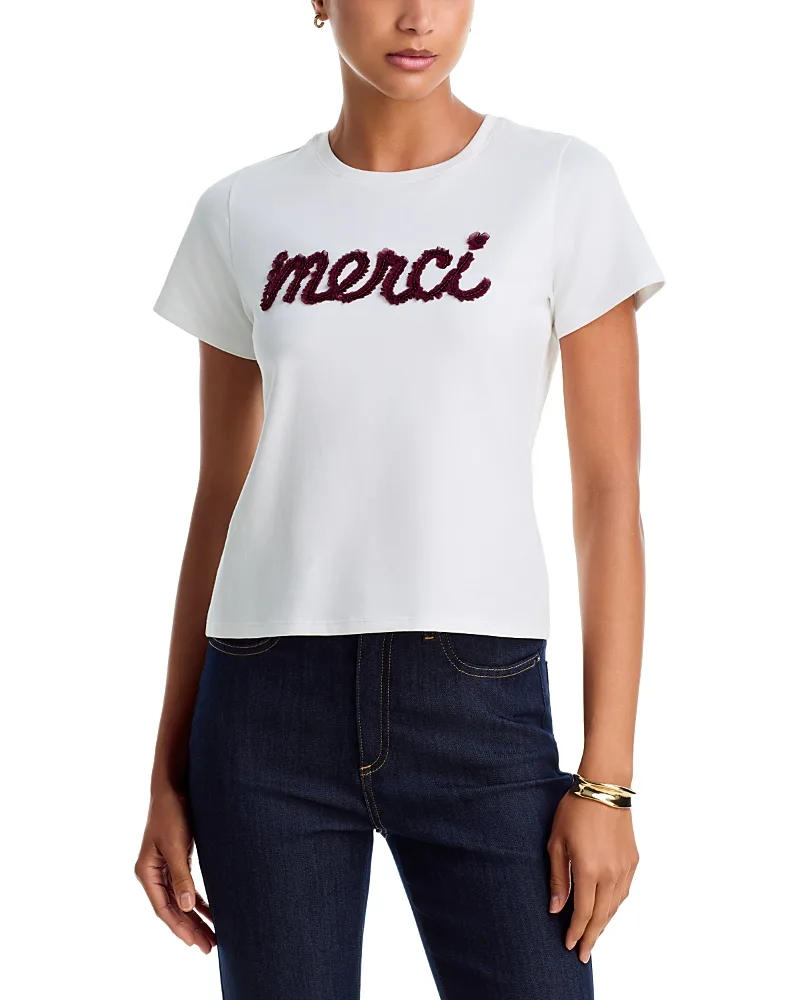Cotton Stretch Embellished Shrunken Tee by Cinq a Sept