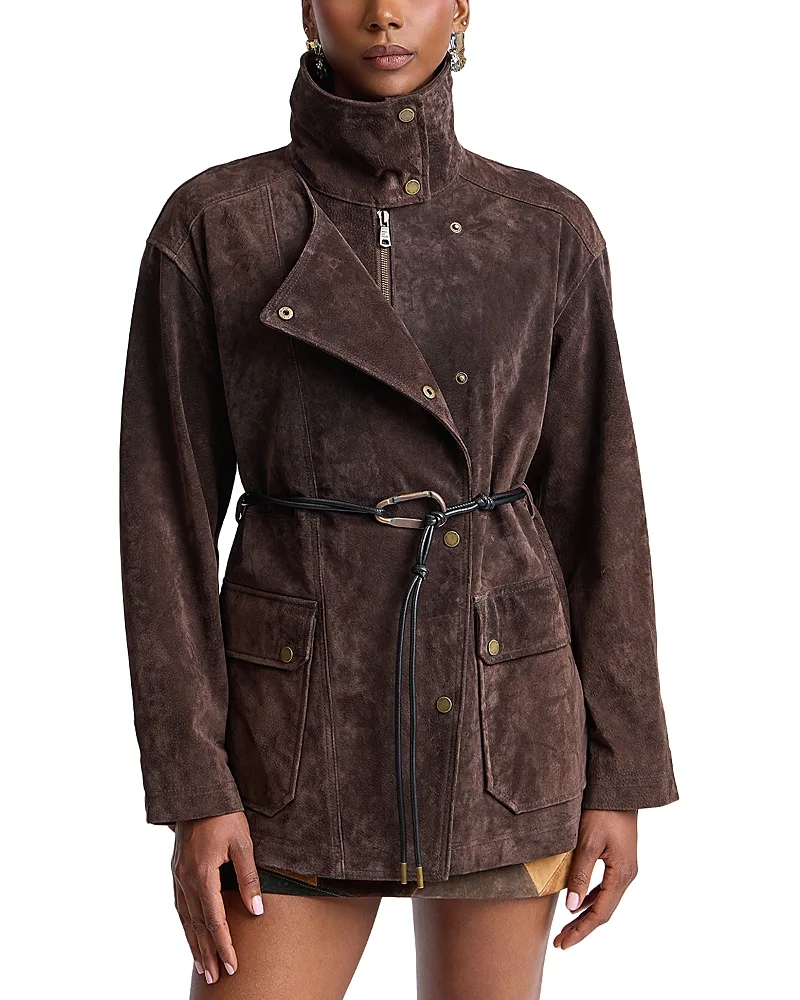 Belted Suede Field Jacket by Avec Les Filles