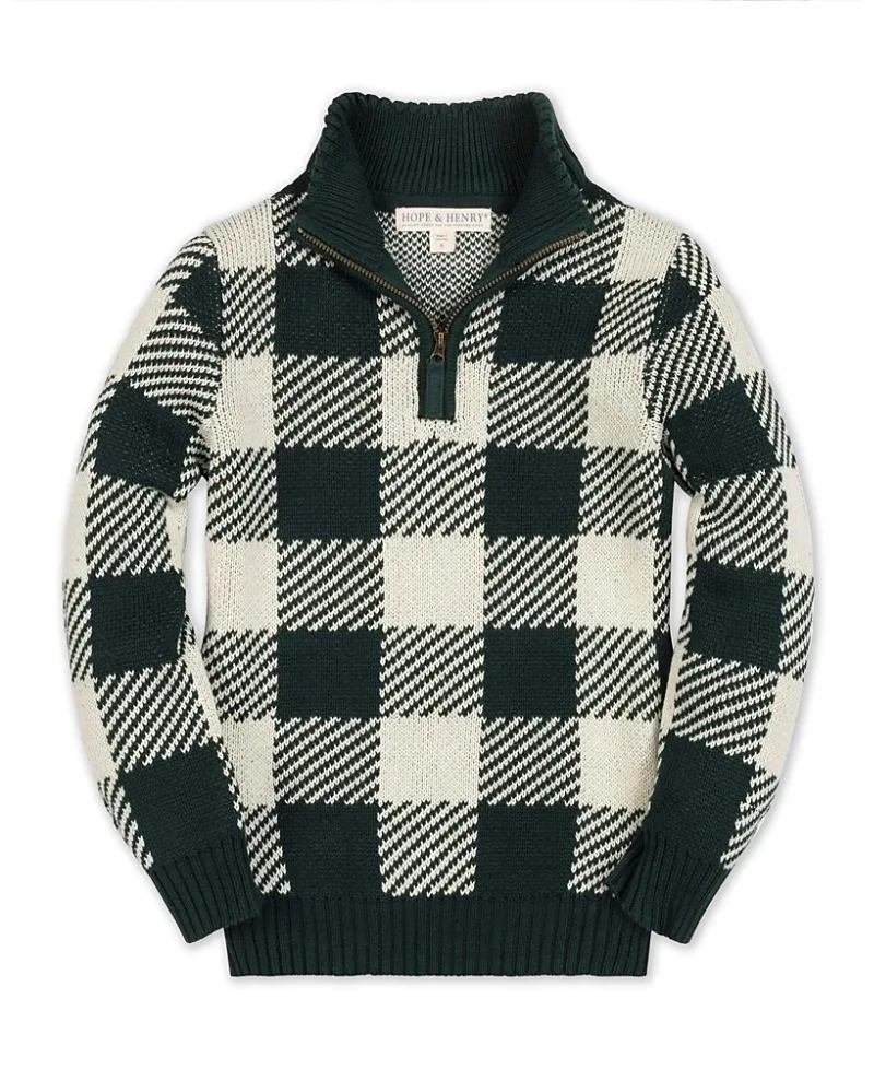 Half Zip Intarsia Sweater by Hope & Henry