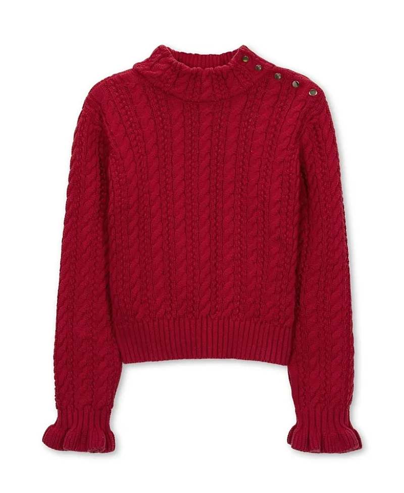 Organic Ruffle Cuff Turtleneck Sweater by Hope & Henry
