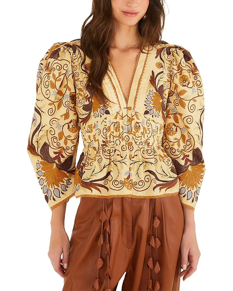 Cotton Peplum Blouse by FARM Rio