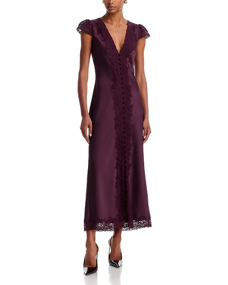 Para Lace Trim Satin Dress