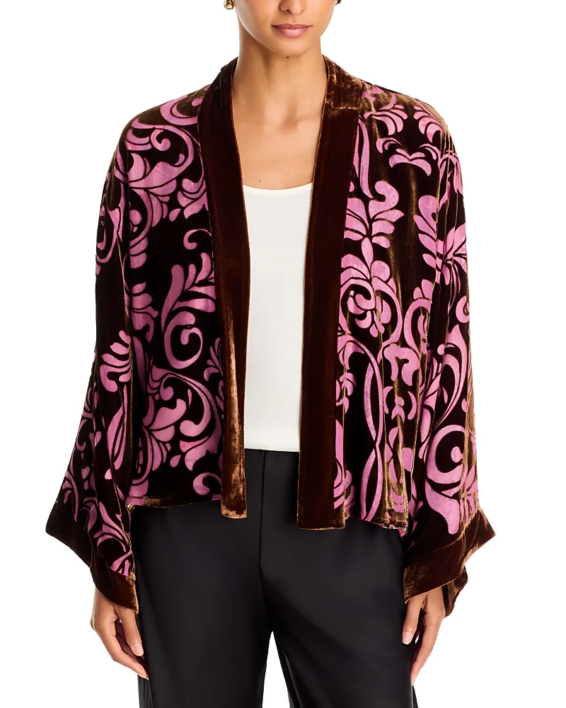Shakri Short Velvet Trim Kimono by Johnny Was