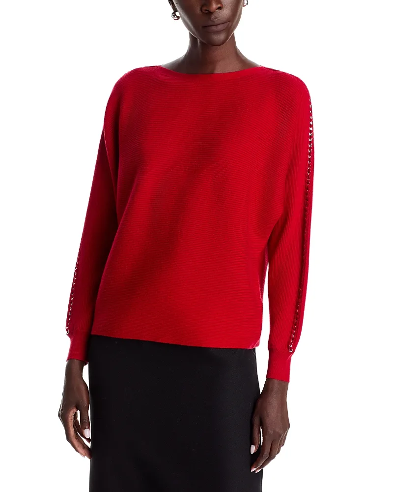 T Tahari Dolman Sleeve Chain Trim Sweater by Tahari