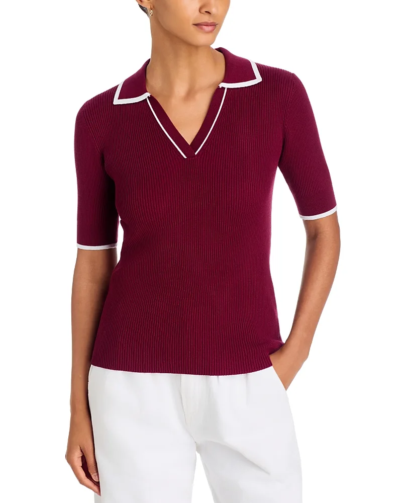 T Tahari Elbow Sleeve Polo Top by Tahari
