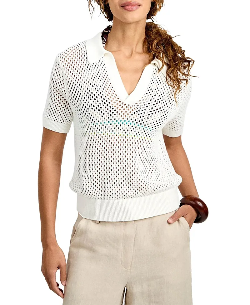 Short Sleeve Jadelyn Mesh Polo by Trina Turk