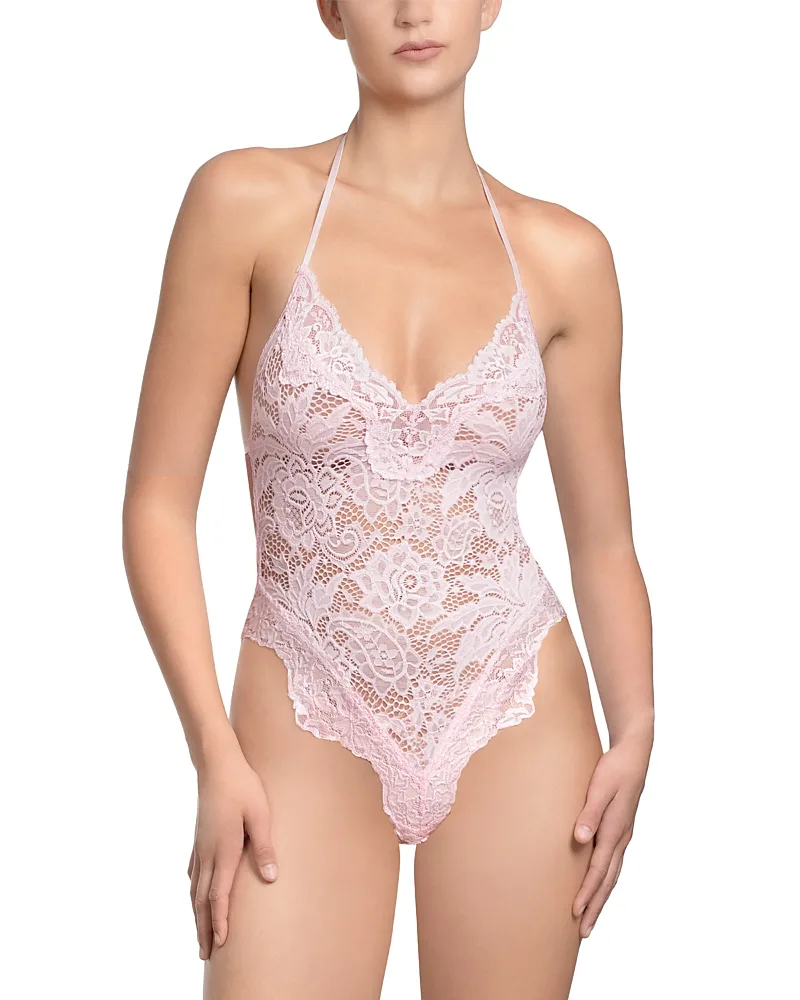 Plunging Front Stretch Lace Thong Teddy by In Bloom By Jonquil