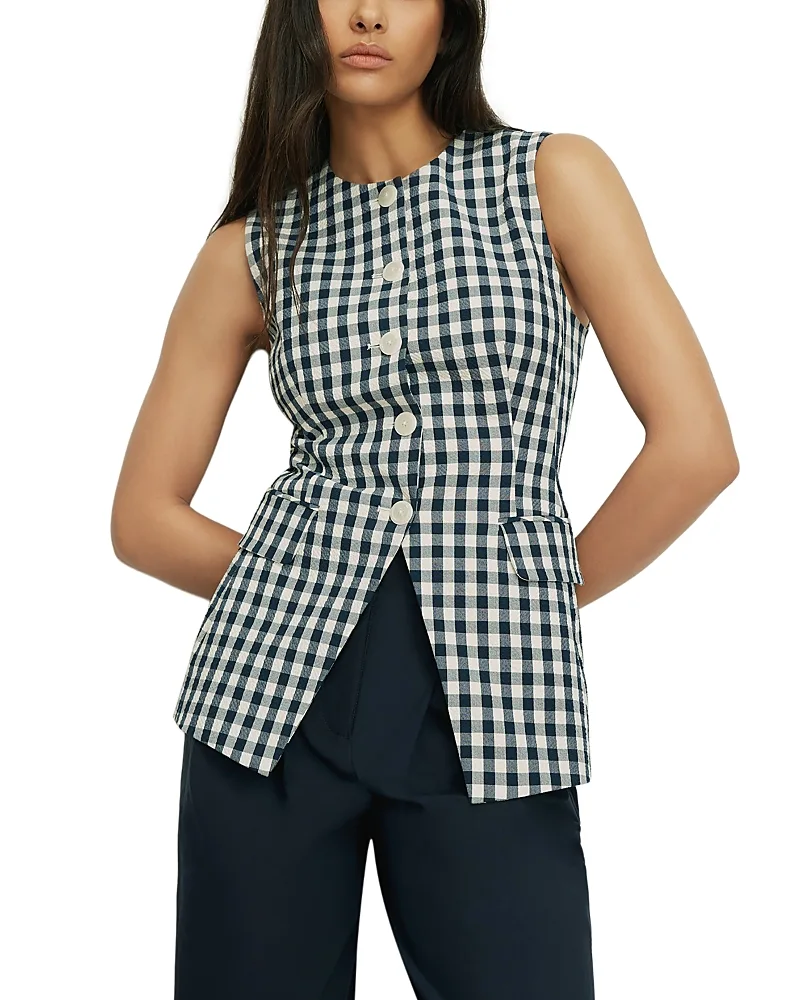 Lois Gingham Vest by Veronica Beard