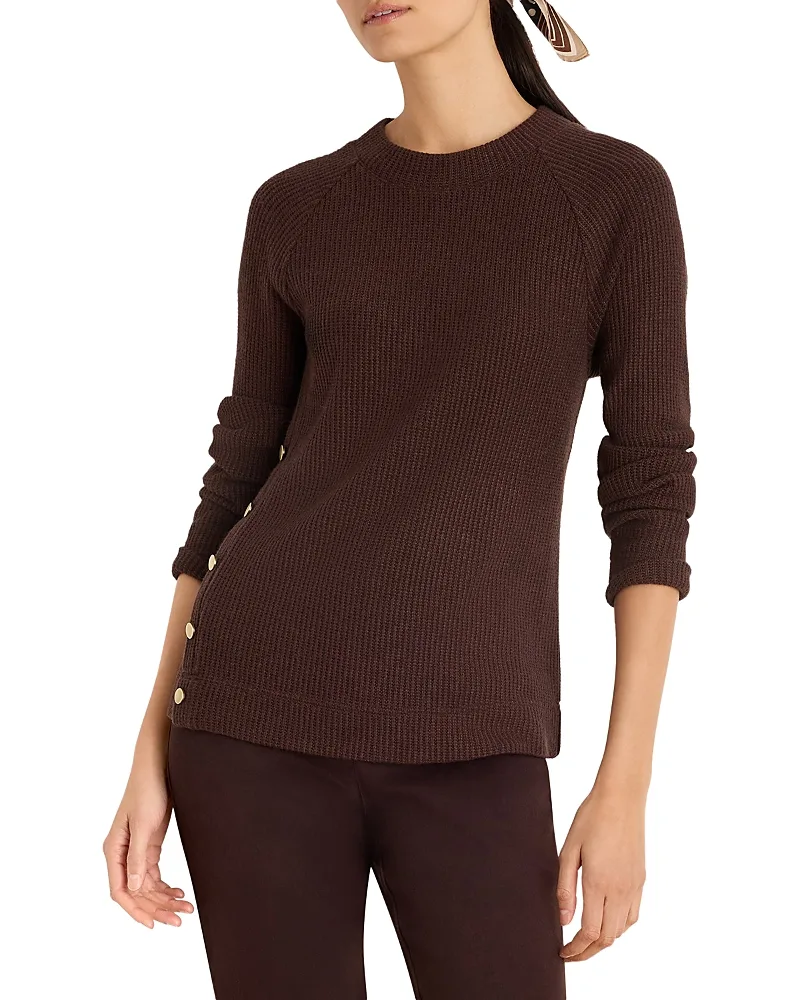Waffle Knit Side Button Top by Nic+Zoe