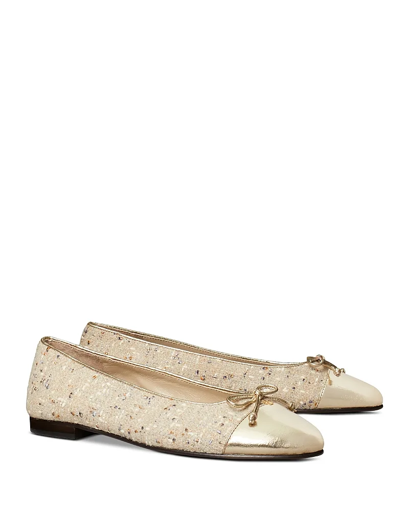 Sequined Cap Toe Ballet Flats by Tory Burch