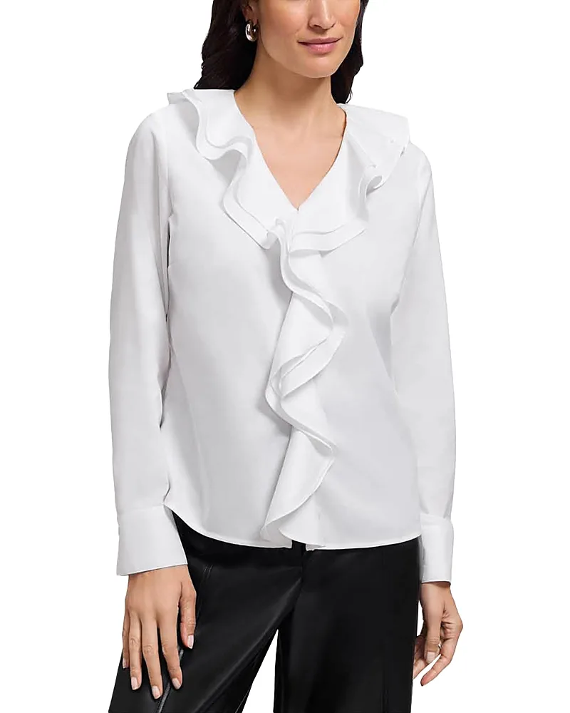 Shantel Ruffle Long Sleeve Top by Foxcroft