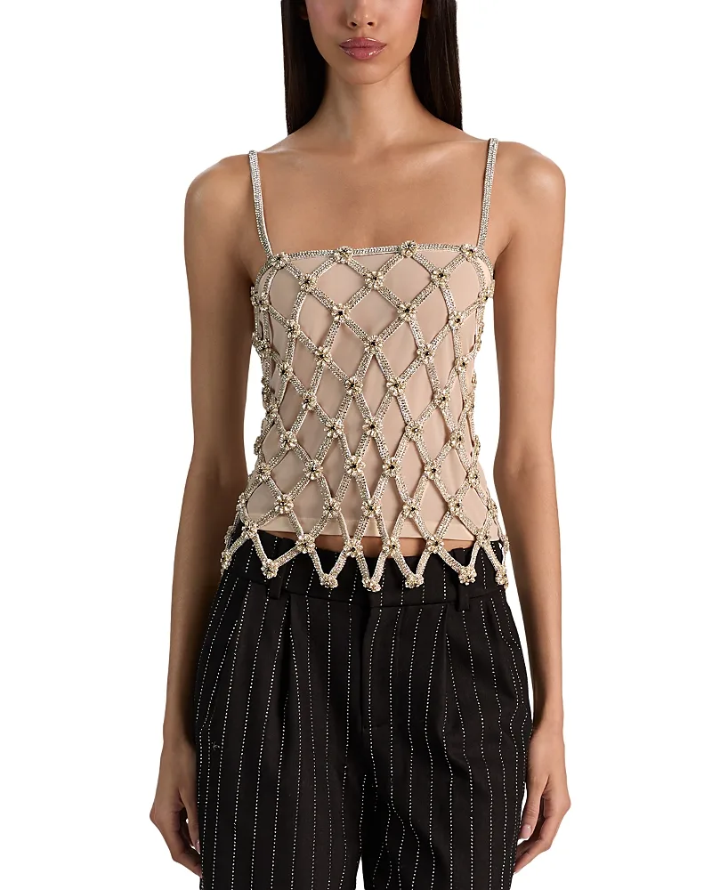 Giada Cotton Embellished Cropped Top by Alice And Olivia
