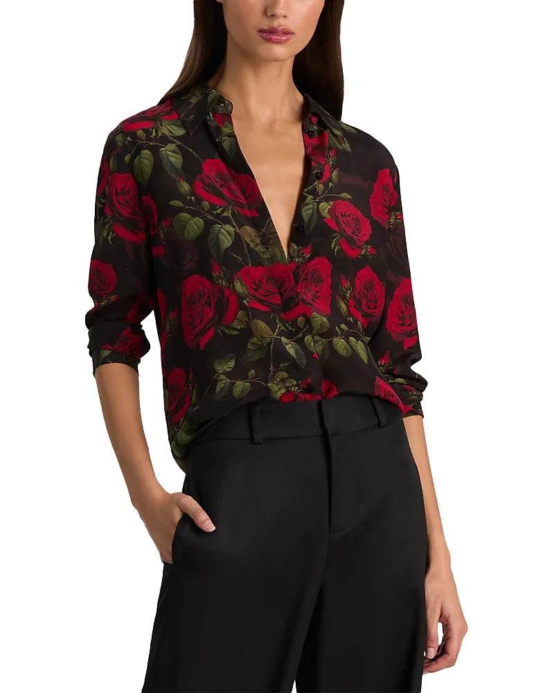 Willa Silk Button Front Top by Alice And Olivia