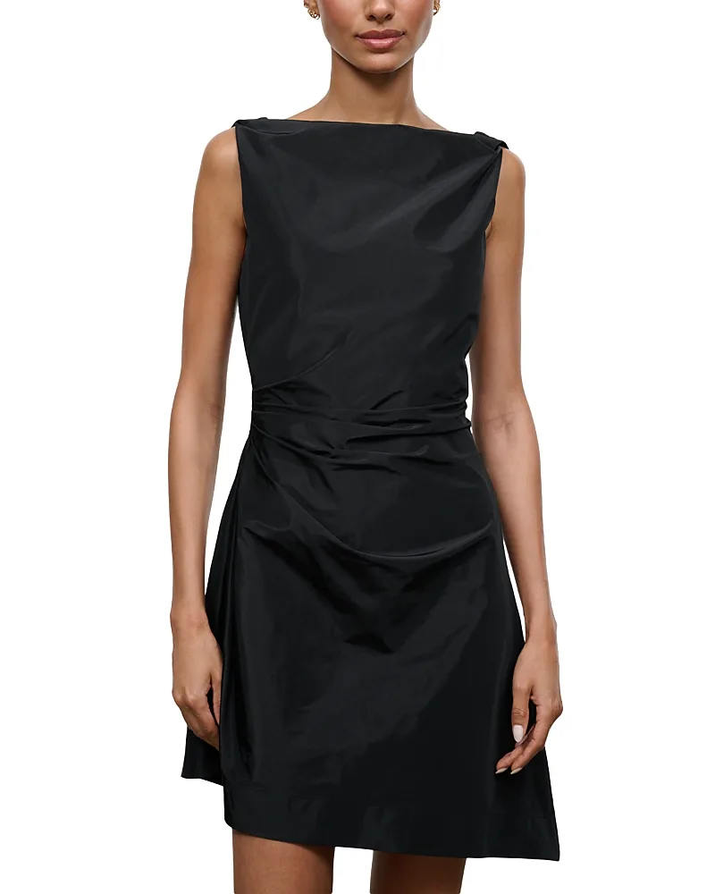 Callie Taffeta Asymmetric Mini Dress by STAUD
