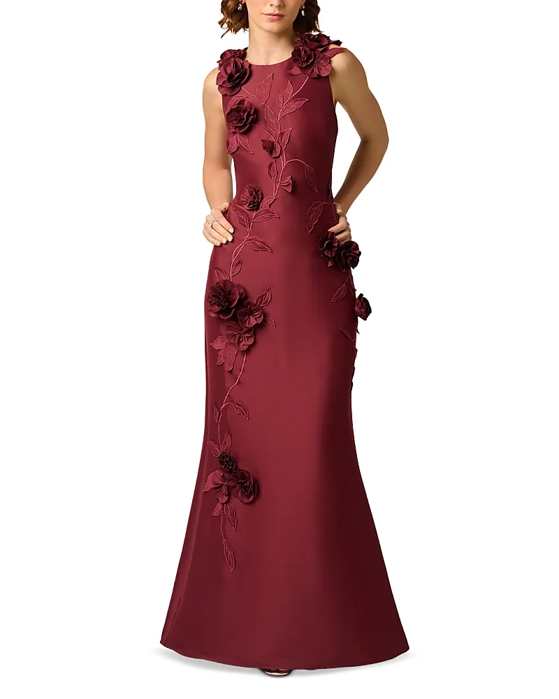 Stretch Mikado Long a Line Gown by Aidan Mattox