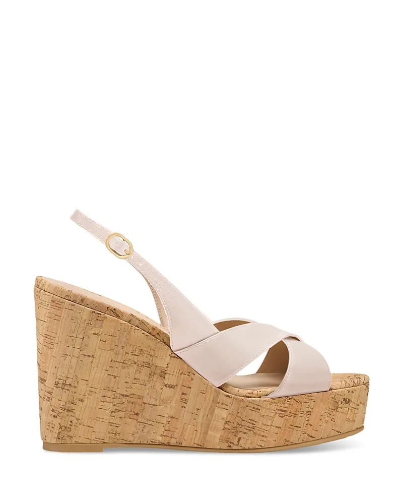 Dayna Leather Wedge Sandals - Linen by Stuart Weitzman