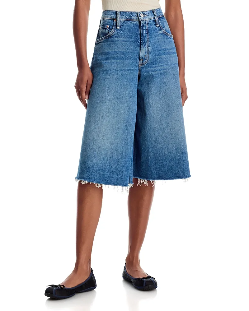 The Whole Lot Flutter Fray Denim Bermuda Shorts by MOTHER