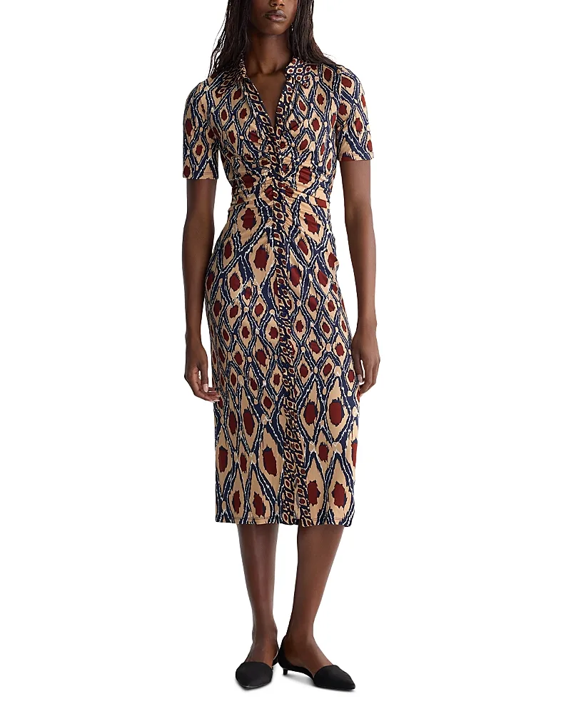 Zoey Collared V Neck Midi Dress by Diane Von Furstenberg