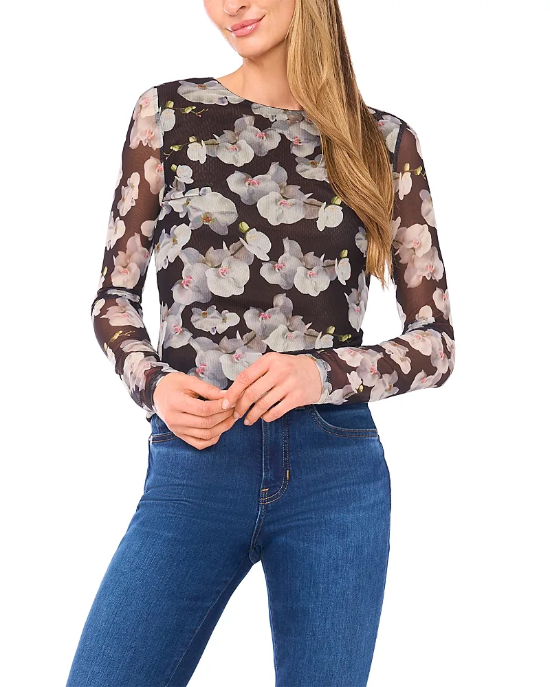 Printed Mesh Crewneck Top by Ted Baker