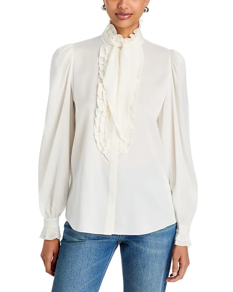North Tie Neck Ruffled Blouse