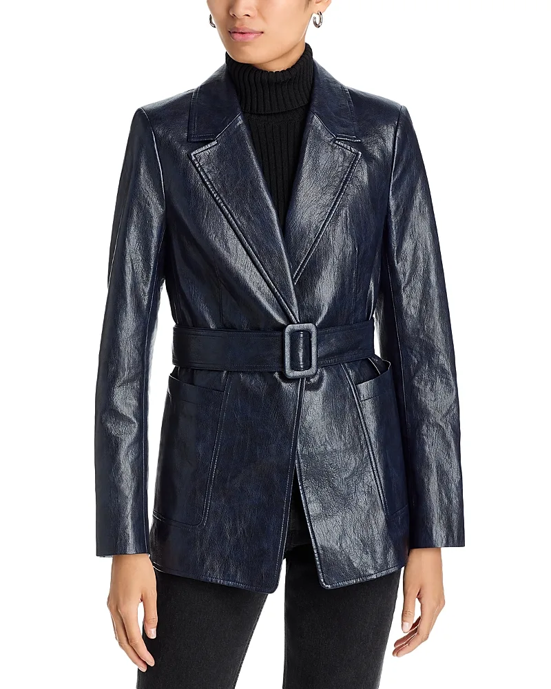 Colleen Faux Leather Belted Blazer by Kobi Halperin
