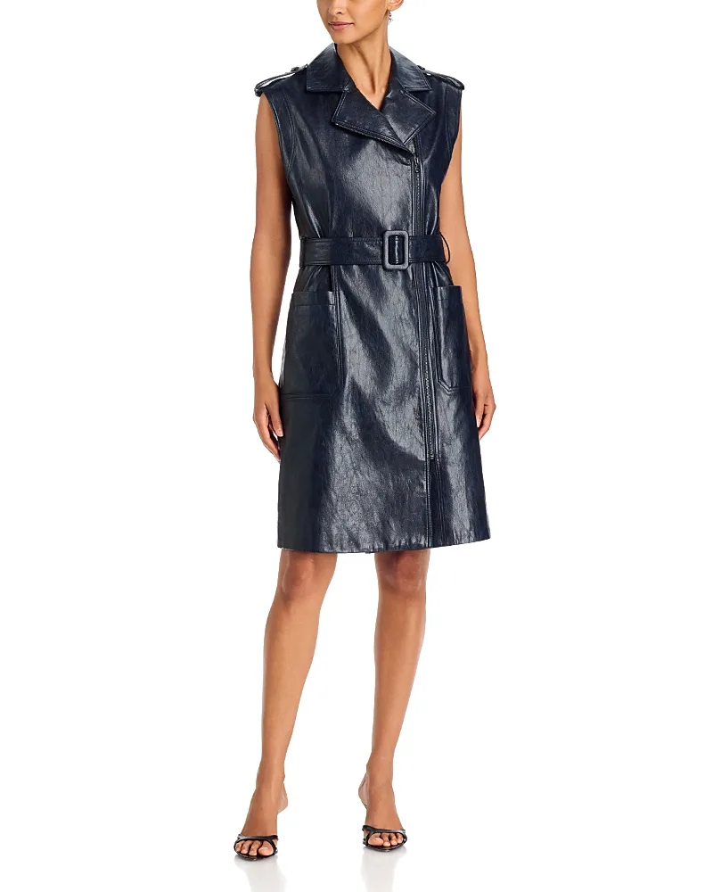 Alexis Belted Faux Leather Dress by Kobi Halperin