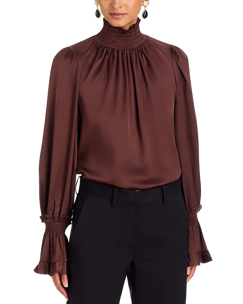 Maxine Silk Blend Smocked Trim Blouse by Kobi Halperin