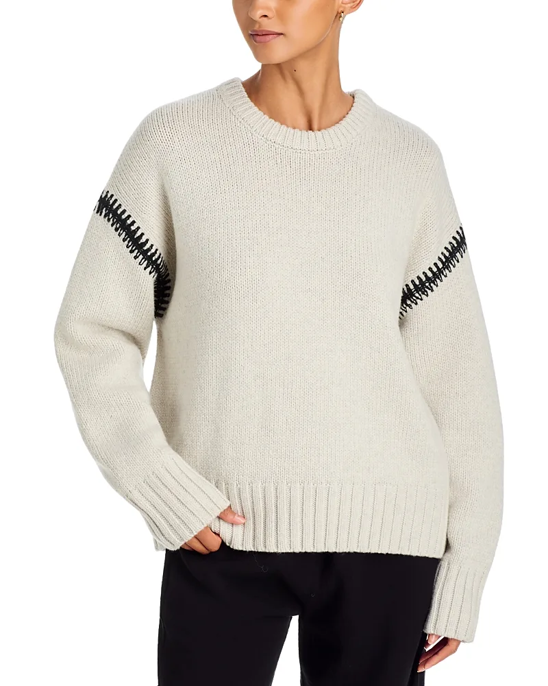 Hadley Long Sleeve Whipstitched Crewneck Sweater by A.ren