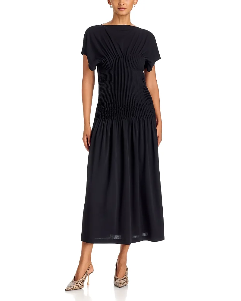 Emi Short Sleeve Flare Midi Dress by A.ren
