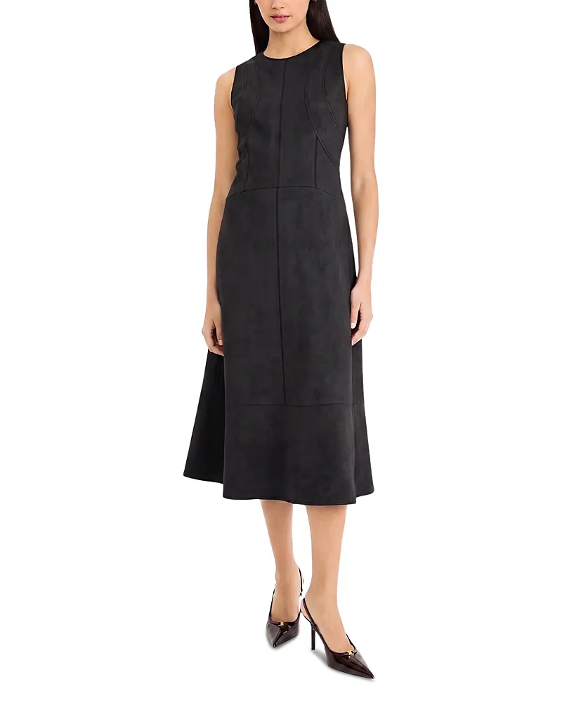 Faux Suede Sleeveless Midi Dress by Donna Morgan
