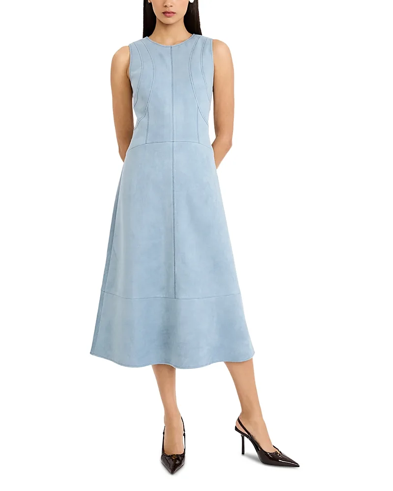 Faux Suede Sleeveless Midi Dress