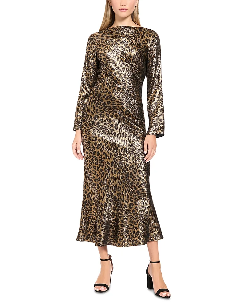 Printed Long Sleeve Midi Dress by Donna Morgan