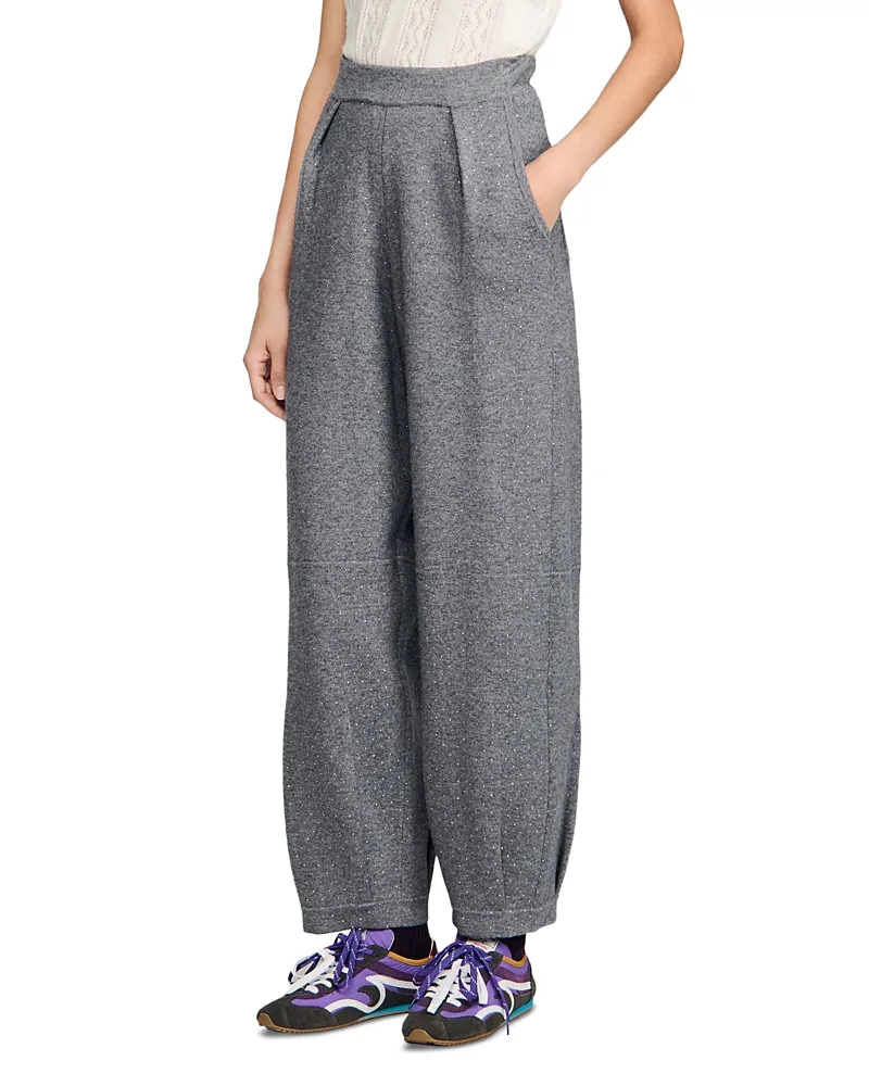 Estela Knit Rhinestone Barrel Jogger Pants by Sandro