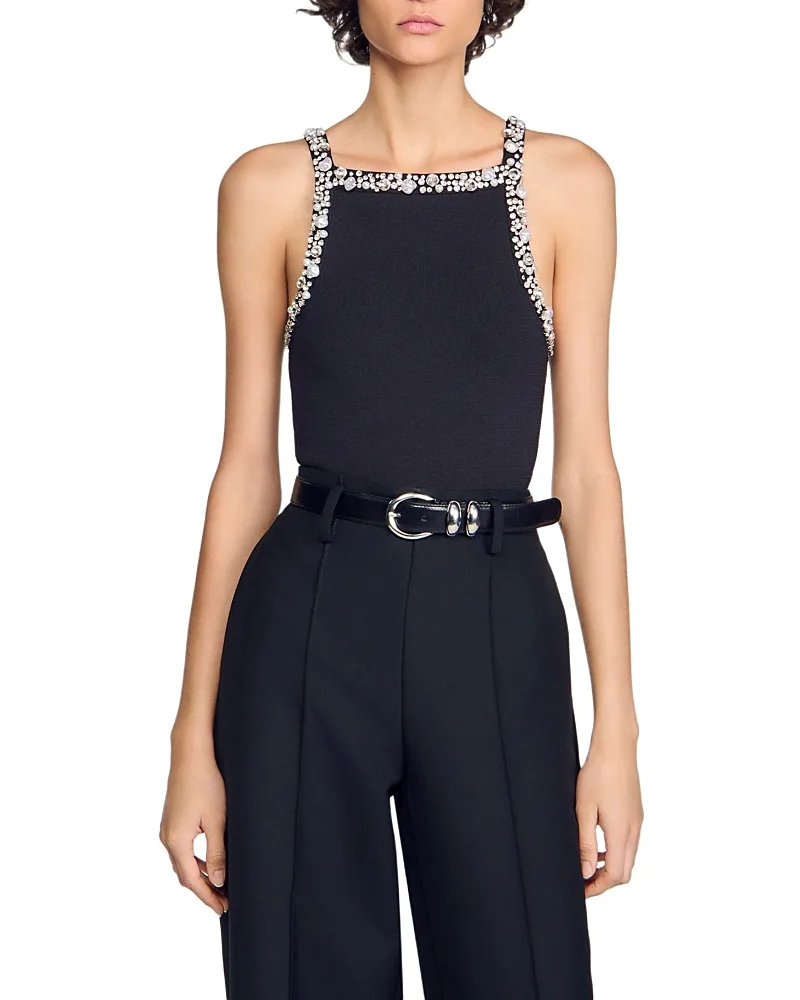 Ana Embellished Knit Bodysuit by Sandro