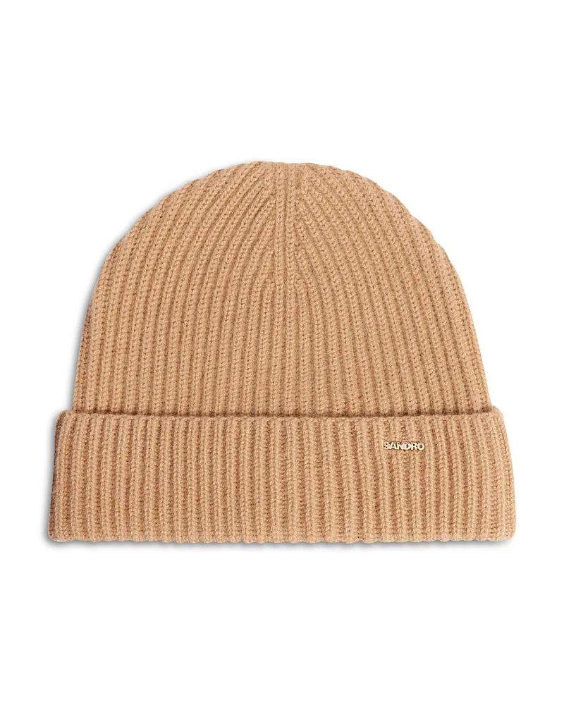 Ribbed Wool & Cashmere Beanie by Sandro