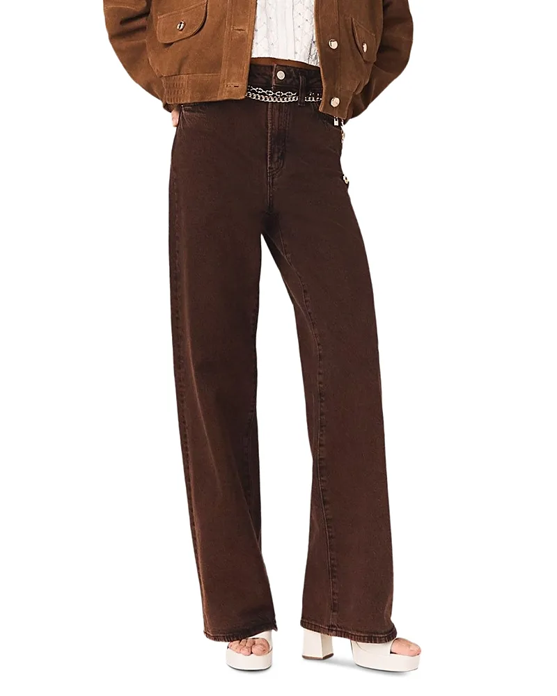 Pantinbrown Mid Rise Bootcut Jeans by Maje