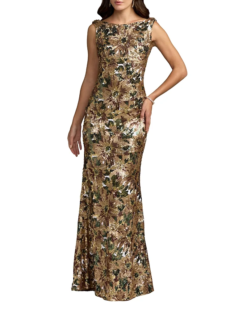 Mac Duggal Floral Sequin Cowl Back Mermaid Gown by M.A.C.