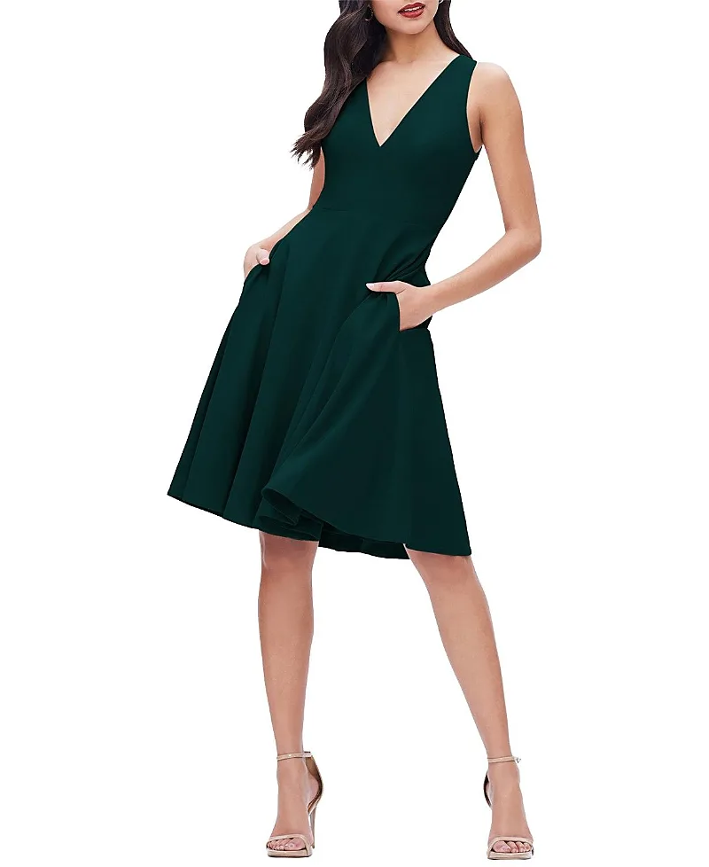 Catalina V-Neck A-Line Midi Dress by Dress the Population