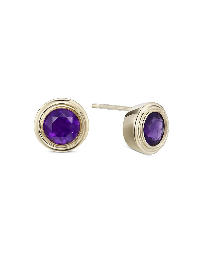 10K Yellow Gold Amethyst February Birthstone Bezel Stud Earrings by Moon & Meadow