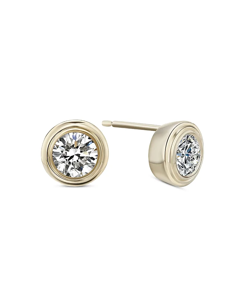 10K Yellow Gold Lab Grown Diamond April Birthstone Bezel Stud Earrings, 1 Tcw by Moon & Meadow