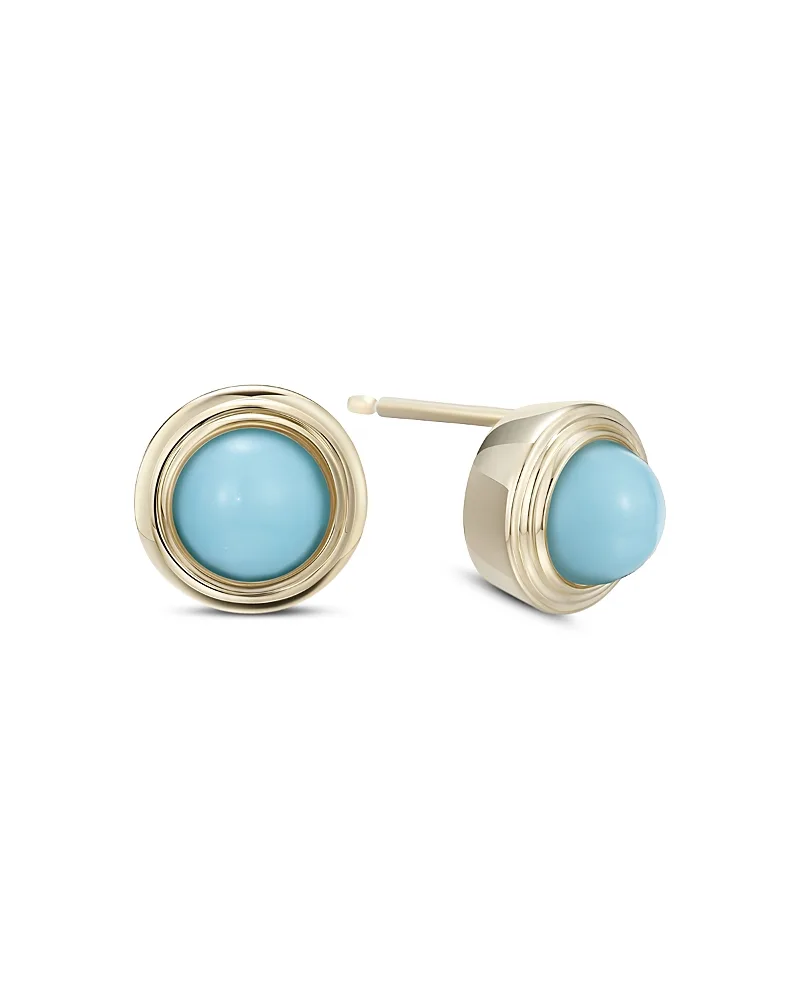10K Yellow Gold Turquoise December Birthstone Bezel Stud Earrings by Moon & Meadow