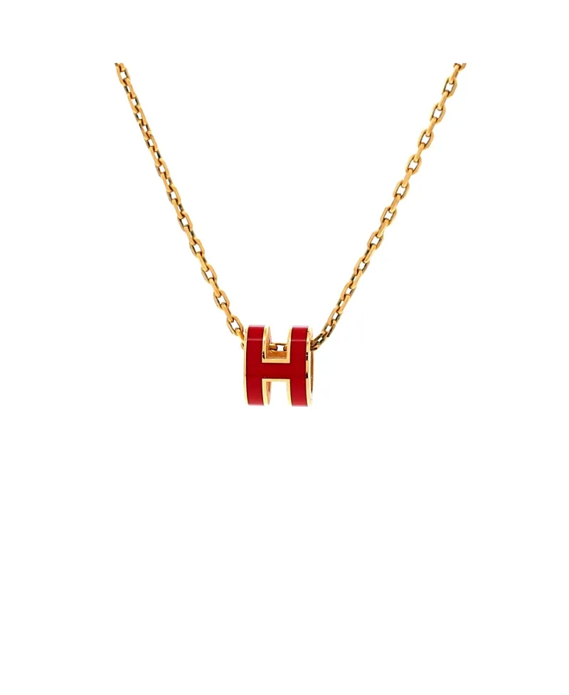 Pre-Owned Mini Pop H Pendant Chain Necklace Metal and Enamel, 16 by Hermes