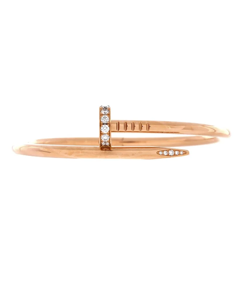 Pre-Owned Cartier Classic Juste Un Clou Bracelet 18K Rose Gold with Diamonds