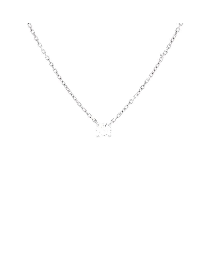 Pre-Owned Cartier 0.20CT 1895 Solitaire Necklace 18K White Gold with Rbc Diamond D/VVS1, 16.5 by Cartier's